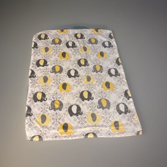 S L Home Fashions Baby Blanket Elephants Grey Yellow White Sherpa 30” X 38” - Picture 1 of 6